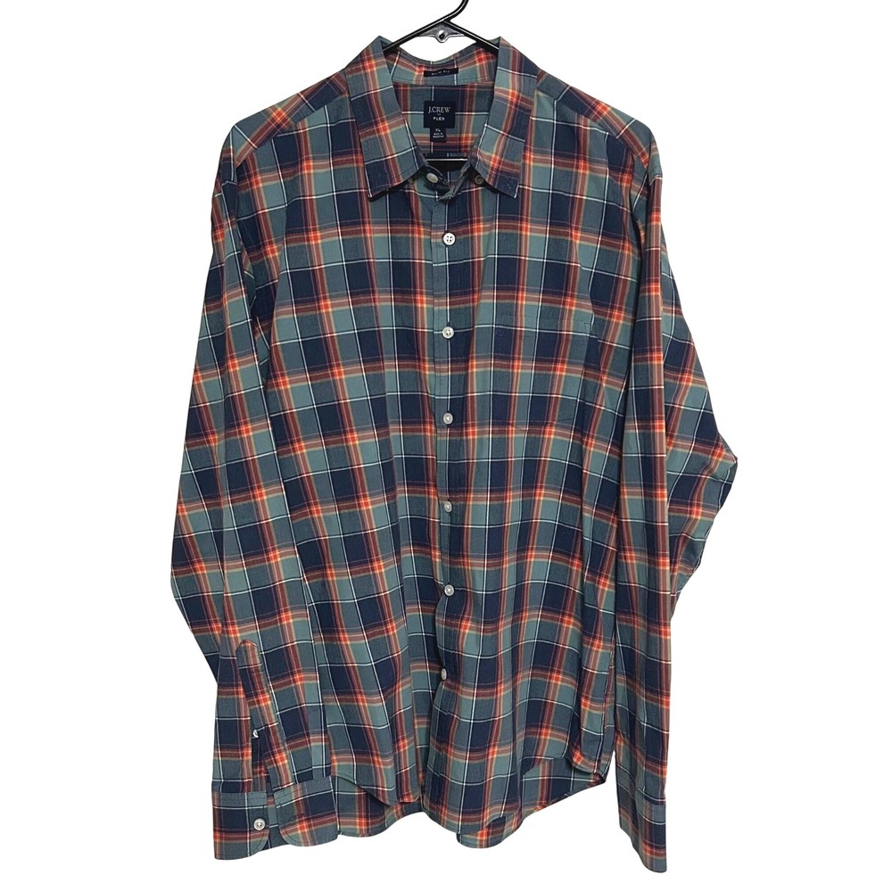 J‎ Crew Flex checkered button down long sleeve size XL blue/green/red/orange